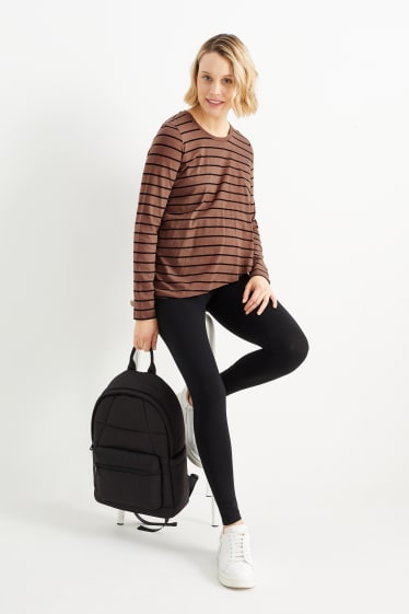 Damen - Still-Langarmshirt - gestreift - braun