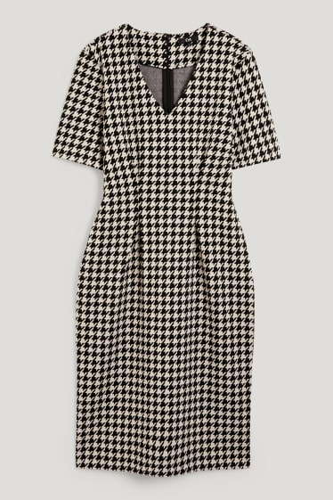 Damen - Etuikleid - gemustert - schwarz / beige
