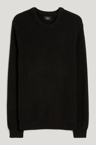 Herren - Pullover - gerippt - schwarz