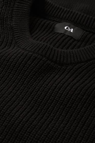 Herren - Pullover - gerippt - schwarz