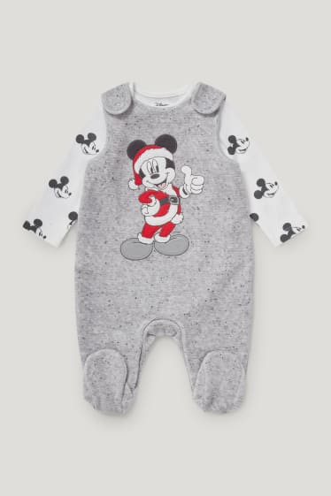 Baby Boys - Micky Maus - Weihnachts-Strampler-Set - grau-melange