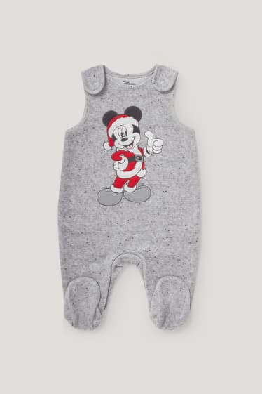 Baby Boys - Micky Maus - Weihnachts-Strampler-Set - grau-melange