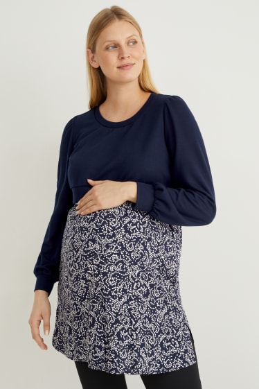Damen - Still-Sweatshirt - 2-in-1-Look - dunkelblau