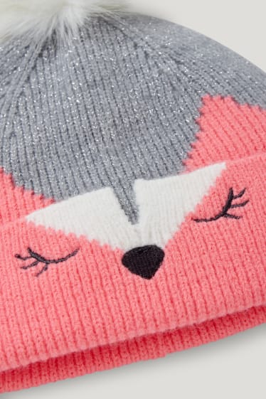 Niñas - Gorro de punto - gris / plateado