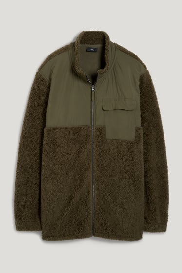 Men XL - Teddy fur jacket - green