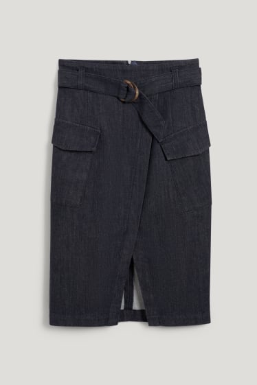 Damen - Jeansrock mit Gürtel - jeans-dunkelblau