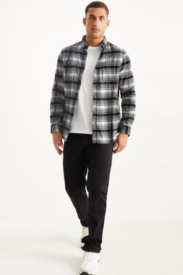 Herren - Hemd - Regular Fit - Button-down - kariert - schwarz / weiß