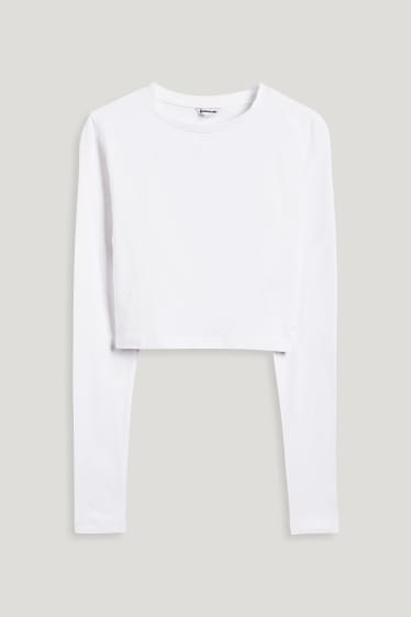 Clockhouse Girls - CLOCKHOUSE - Crop Langarmshirt - weiß