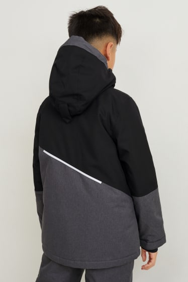 Niños - Chaqueta de esquí con capucha - negro