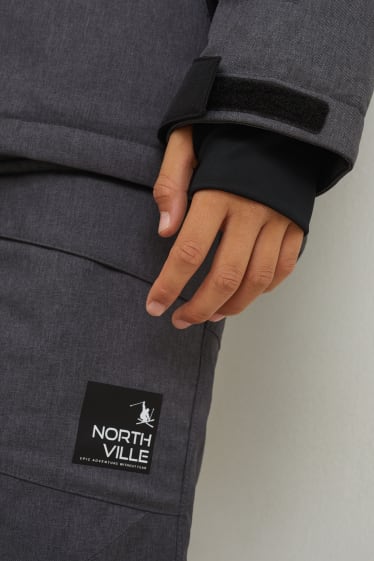 Niños - Chaqueta de esquí con capucha - negro
