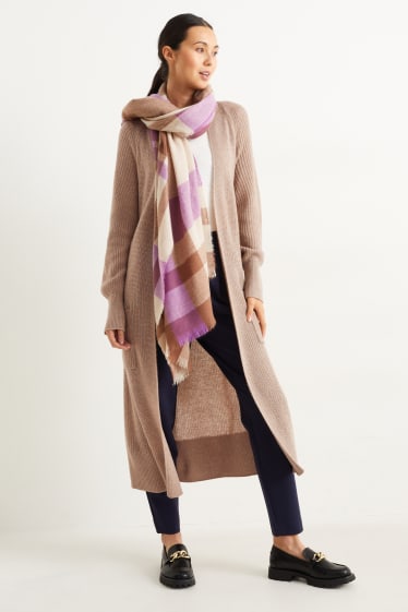 Damen - Lange Strickjacke - hellbeige
