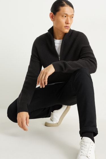 Herren - Pullover mit Kaschmir-Anteil - Woll-Mix - schwarz