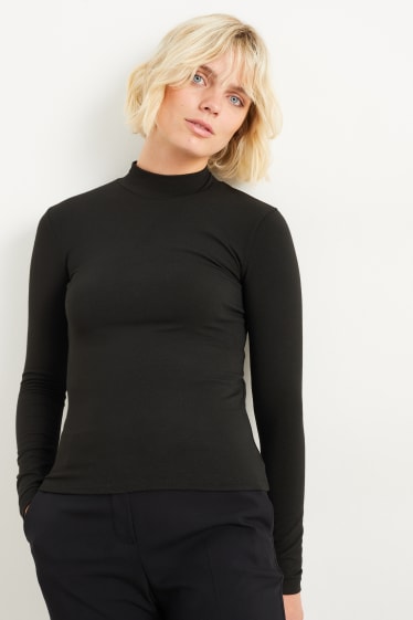 Damen - Rollkragenshirt - schwarz