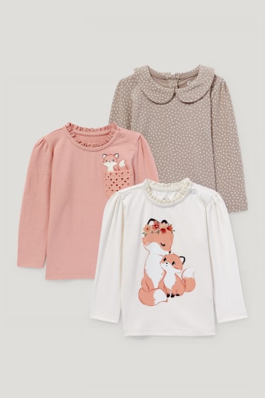 Exklusiv Online - Multipack 3er - Baby-Langarmshirt - cremeweiß