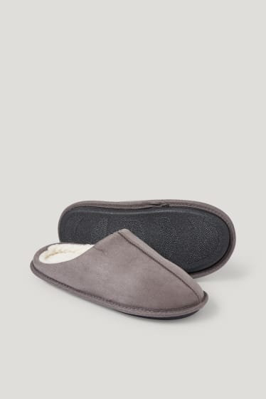 Hommes - Chaussons - similisuède - gris