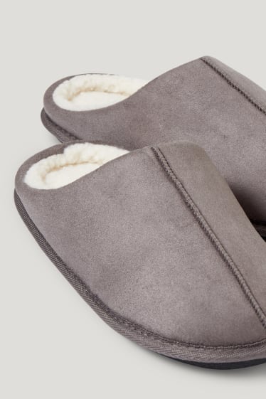 Hommes - Chaussons - similisuède - gris