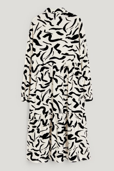 Damen - Viskose-Blusenkleid - gemustert - cremeweiß
