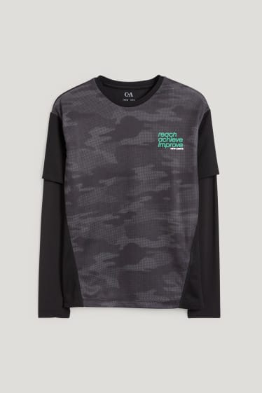 Kids Boys - Langarmshirt - 2-in-1-Look - schwarz