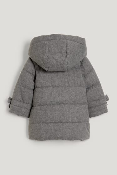 Baby Girls - Gewatteerde babyjas met capuchon - licht grijs-mix