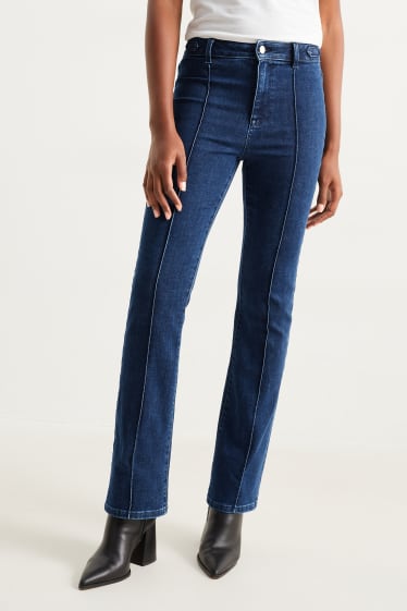 Women - Bootcut jeans - high waist - denim-blue