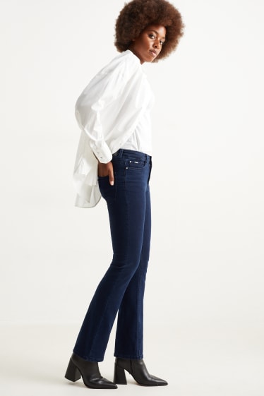 Women - Bootcut jeans - mid-rise waist - denim-dark blue
