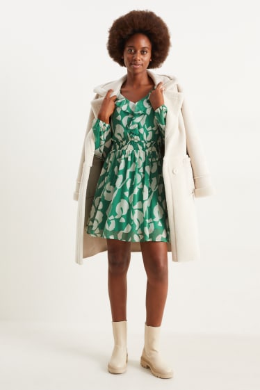 Damen - Chiffon-Kleid - gemustert - grün