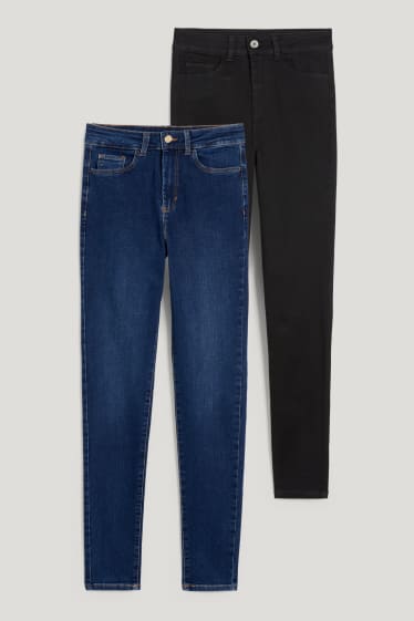Dames - Set van 2 - jegging jeans - high waist - jeansblauw