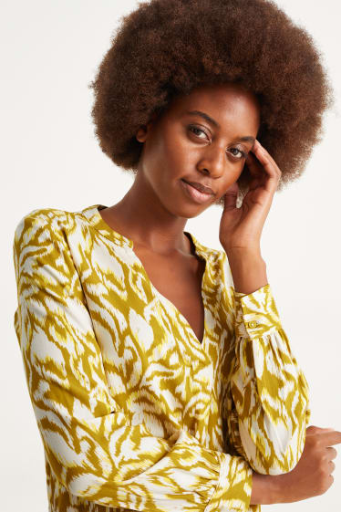 Damen - Bluse - gemustert - gelb