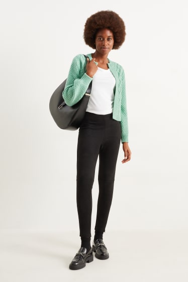 Damen - Strickjacke - Zopfmuster - hellgrün