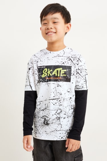 Kids Boys - Langarmshirt - 2-in-1-Look - weiß