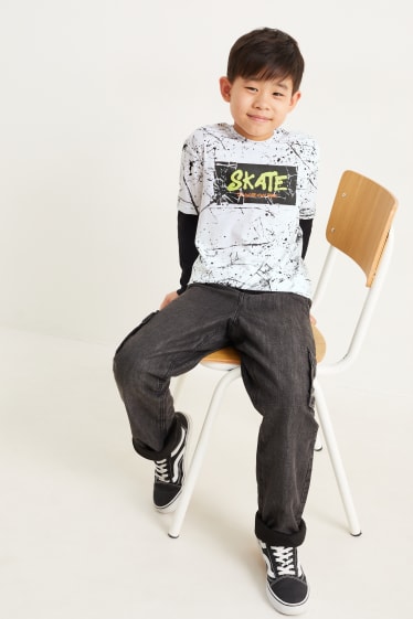 Kids Boys - Langarmshirt - 2-in-1-Look - weiß