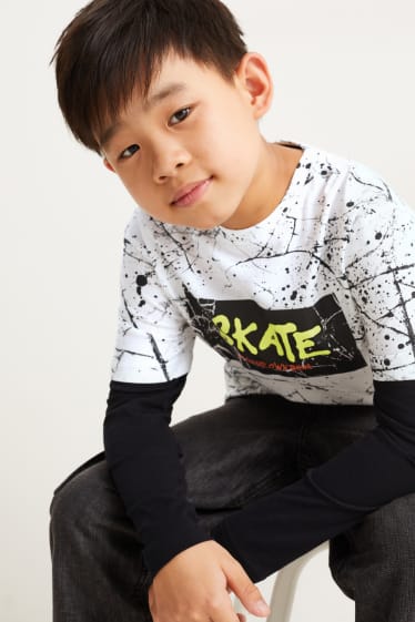 Kids Boys - Langarmshirt - 2-in-1-Look - weiß