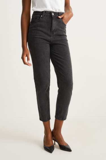 Mujer - Mom jeans - high waist - vaqueros - gris