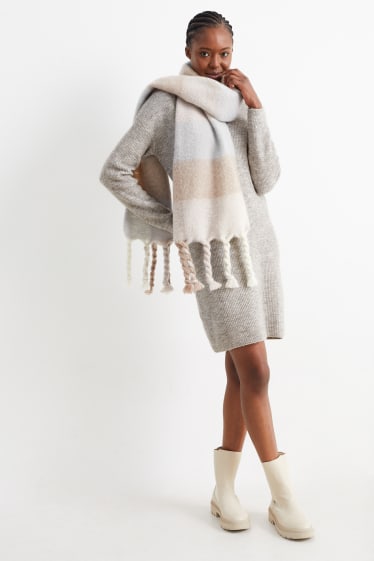 Damen - Strickkleid - hellgrau-melange