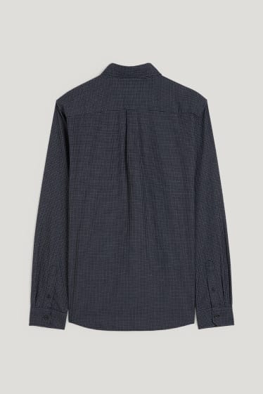 Home - Camisa - regular fit - cutaway - de quadres - blau fosc / blanc