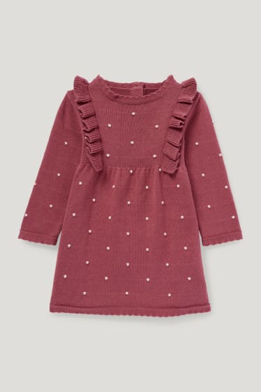Baby Girls - Baby-Strick-Outfit - 2 teilig - dunkelrosa