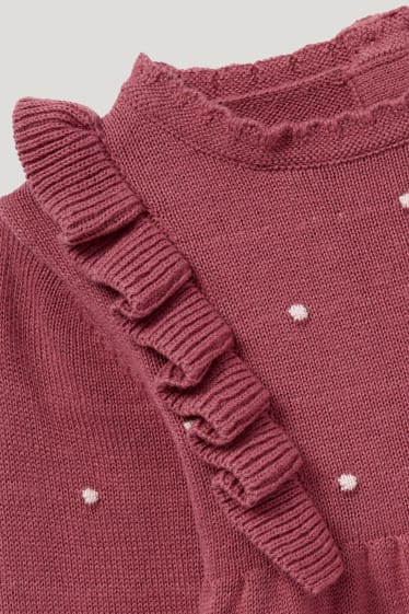 Baby Girls - Baby-Strick-Outfit - 2 teilig - dunkelrosa