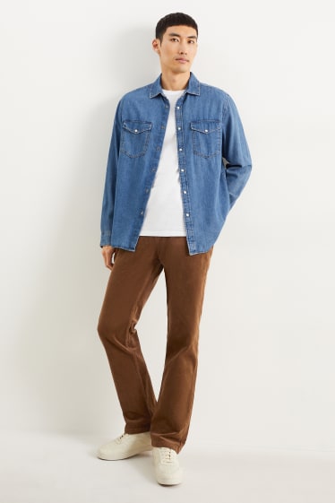 Home - Pantalons de pana - regular fit - marró fosc