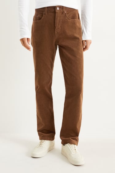 Home - Pantalons de pana - regular fit - marró fosc