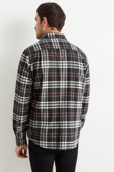 Home - Camisa de franel·la - regular fit - Kent - de quadres - negre