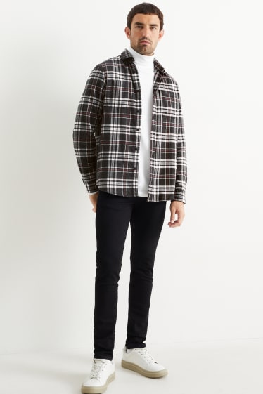Herren - Flanellhemd - Regular Fit - Kent - kariert - schwarz