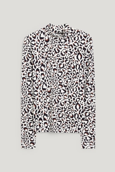 Damen - Rollkragenshirt - gemustert - cremeweiß