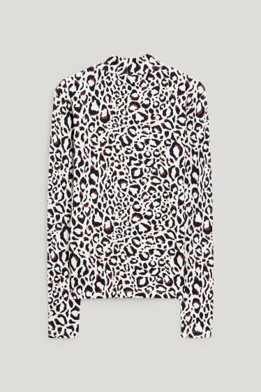 Damen - Rollkragenshirt - gemustert - cremeweiß