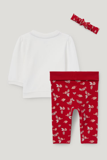 Baby Girls - Baby-Weihnachts-Outfit - 3 teilig - cremeweiß