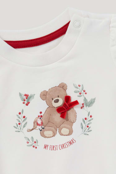 Baby Girls - Baby-Weihnachts-Outfit - 3 teilig - cremeweiß