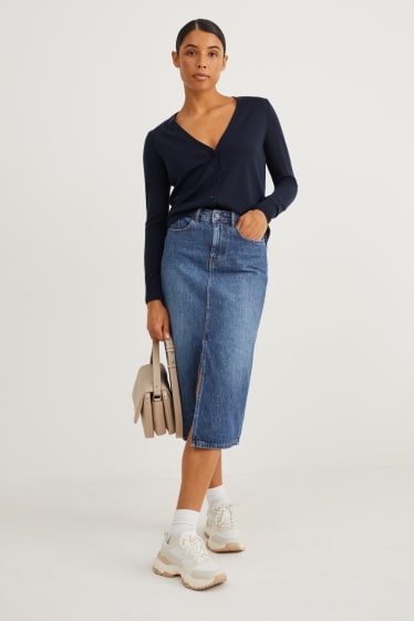 Damen - Merino-Strickjacke - dunkelblau
