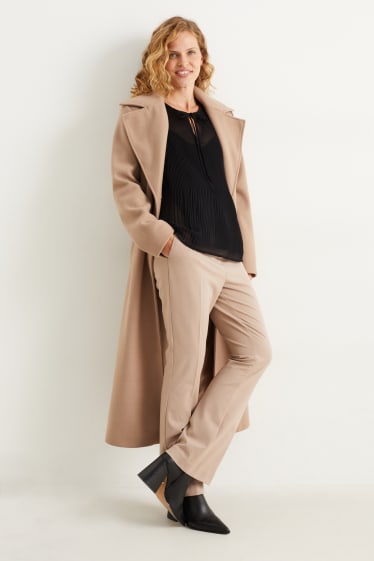 Damen - Chiffon-Bluse - plissiert - schwarz