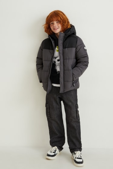 Niños - Chaqueta acolchada con capucha - gris oscuro