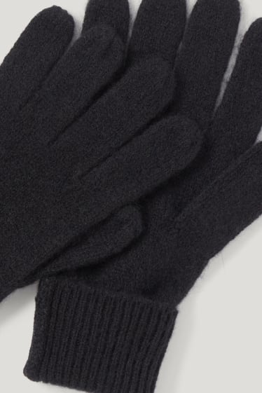 Damen - Kaschmir-Handschuhe - schwarz