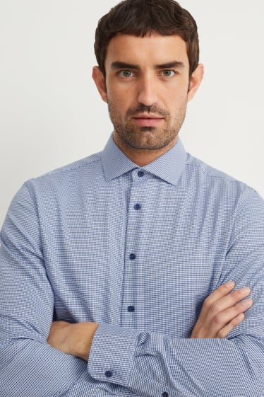Heren - Business-overhemd - regular fit - cut away - strijkvrij - blauw